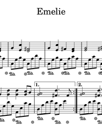 Sheet music and midi files for piano. Emelie.