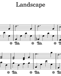 Sheet music and midi files for piano. Landscape.