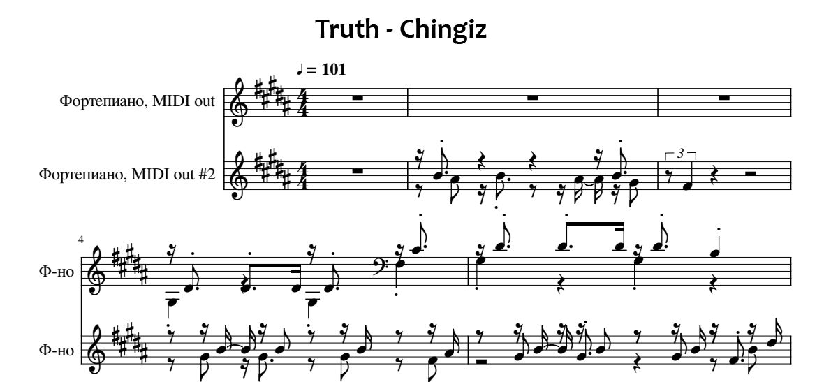 Arrangement, sheet music, midi files, Truth, Chingiz, piano, arrangement, a...