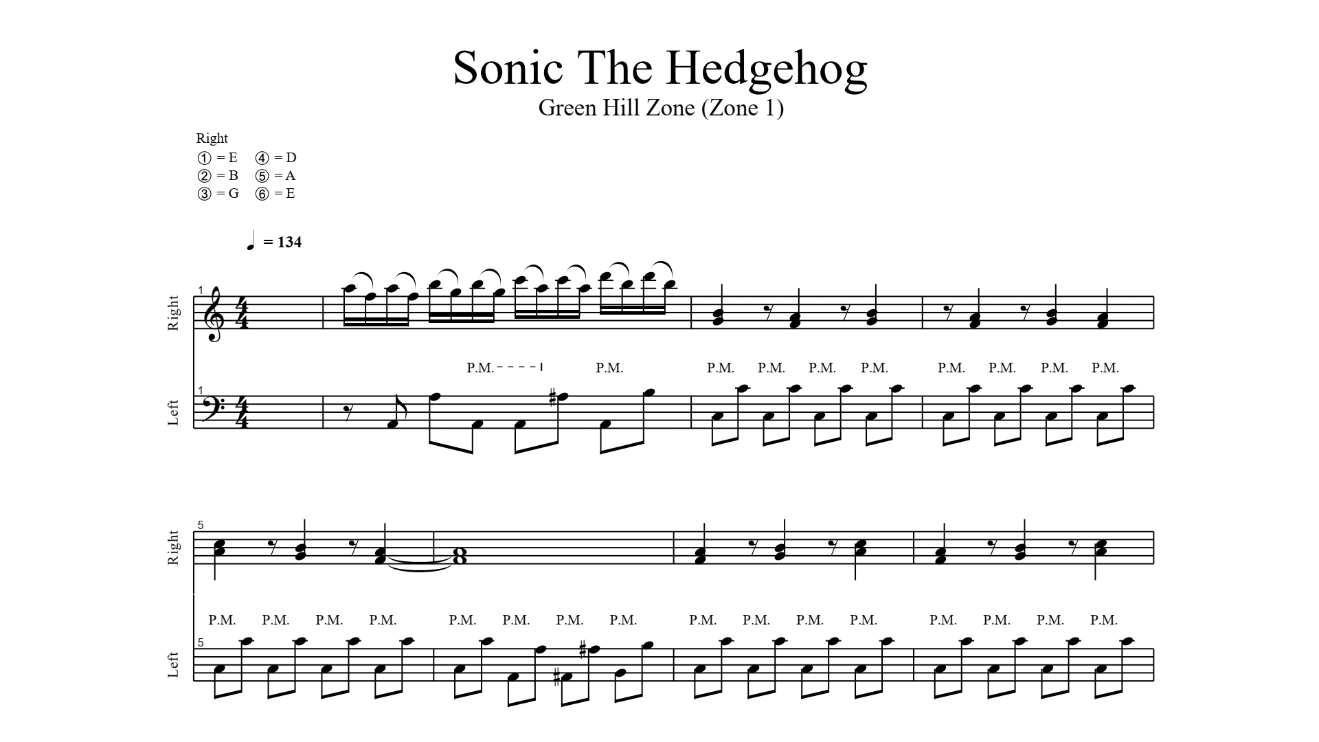 Green Hill Zone (Sonic the Hedgehog) для пианино. Ноты и миди для пианино.