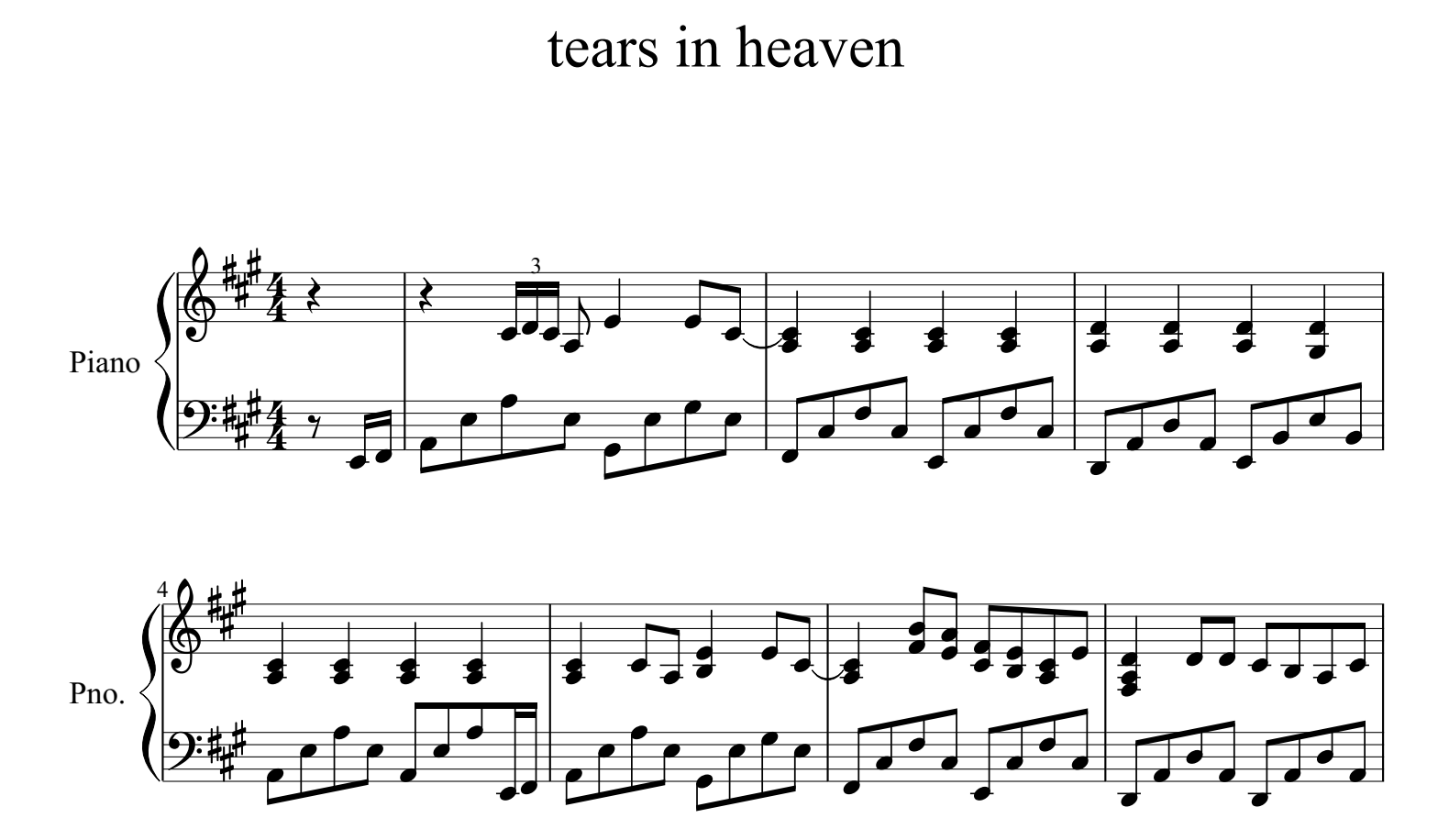 TEARS IN HEAVEN Piano Sheet music