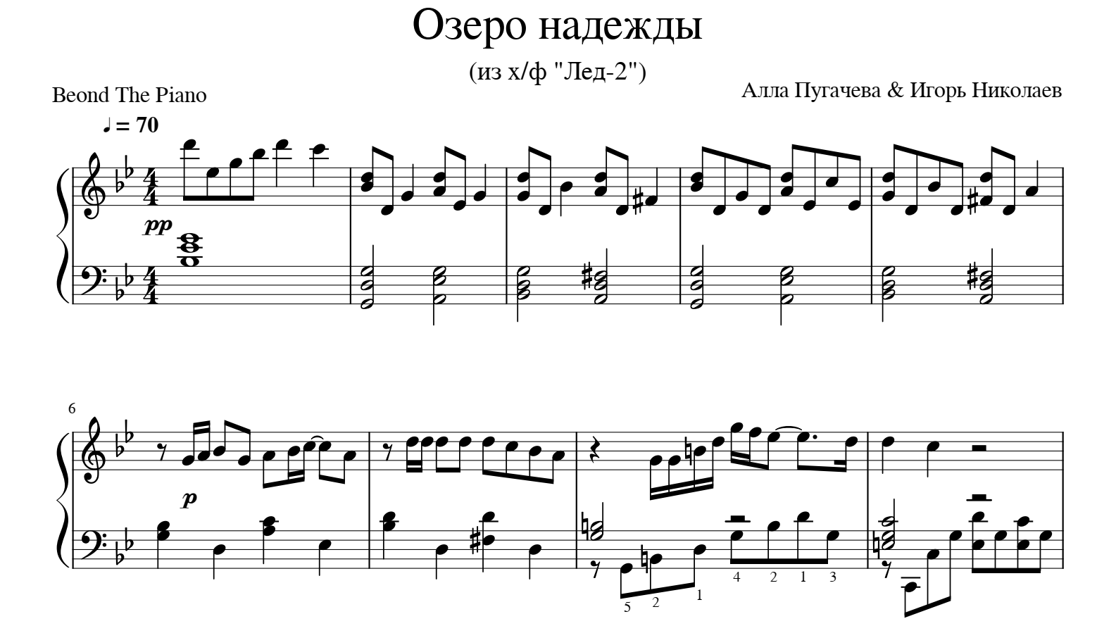 Озеро Надежды (OST Лёд) Для Пианино. Ноты И Миди Для Пианино.