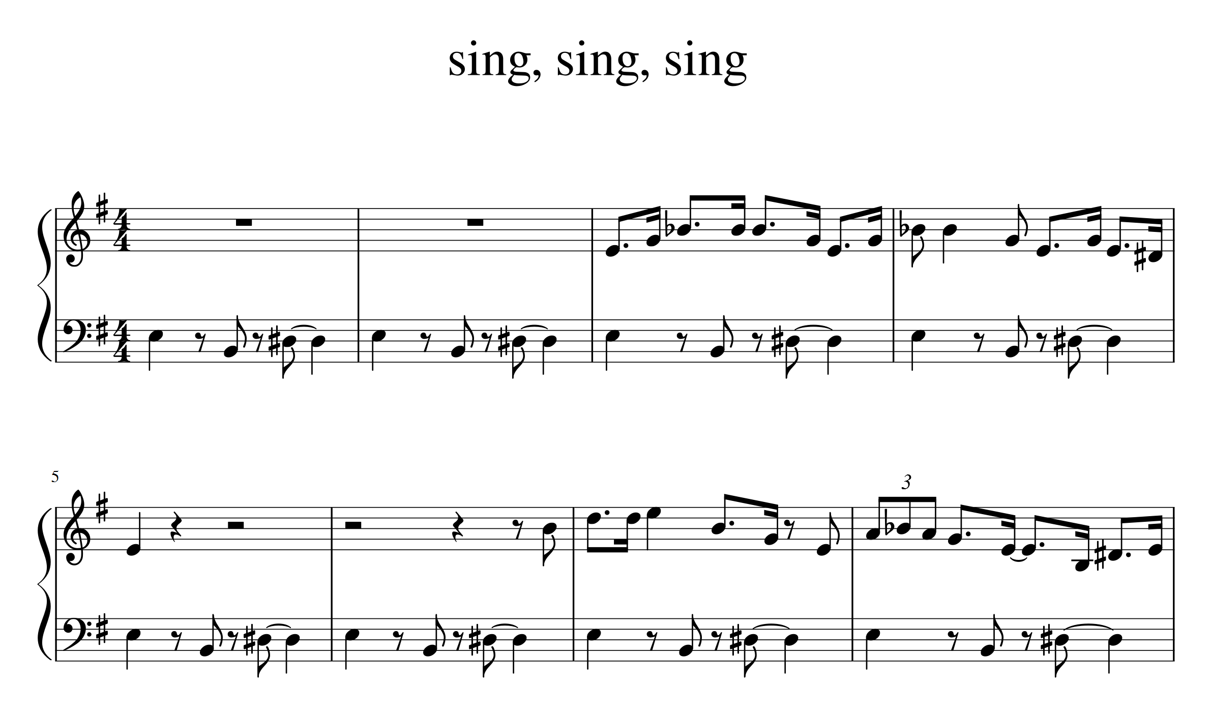 Sing, Sing, Sing for piano. Sheet music and midi files for piano.