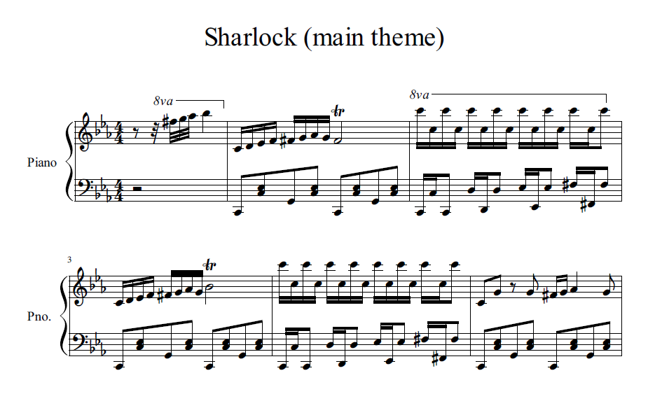 Main theme ноты. Ноты Шерлока Холмса для пианино.