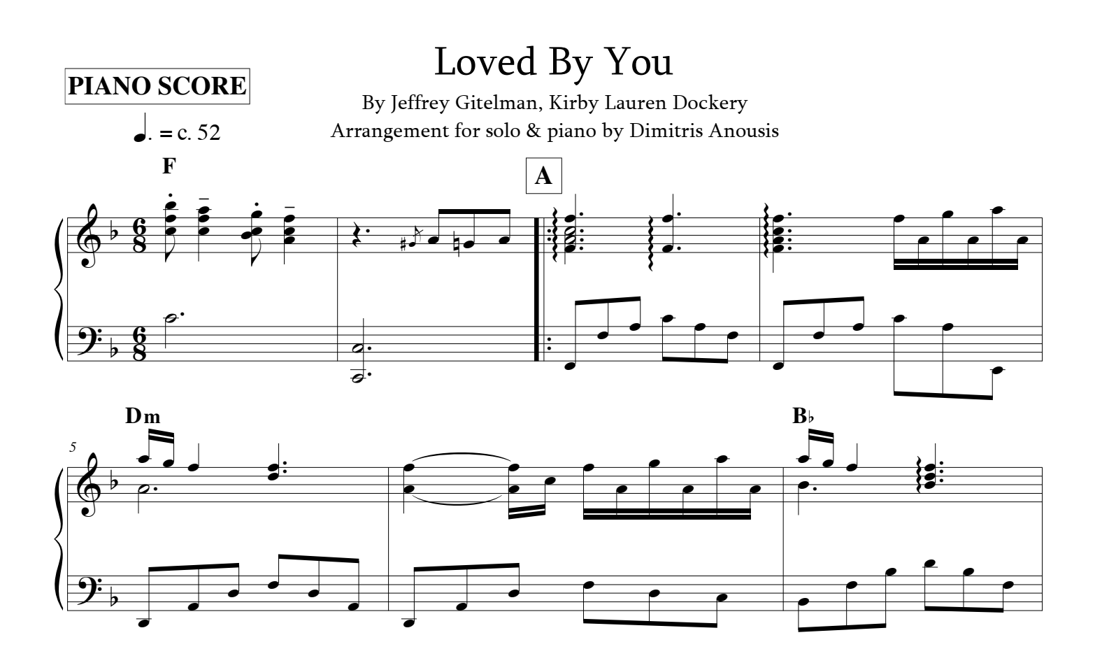 Loved By You for piano. Sheet music and midi files for piano.