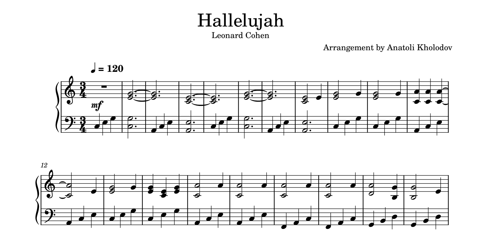 Hallelujah For Piano Sheet Music And Midi Files For Piano 
