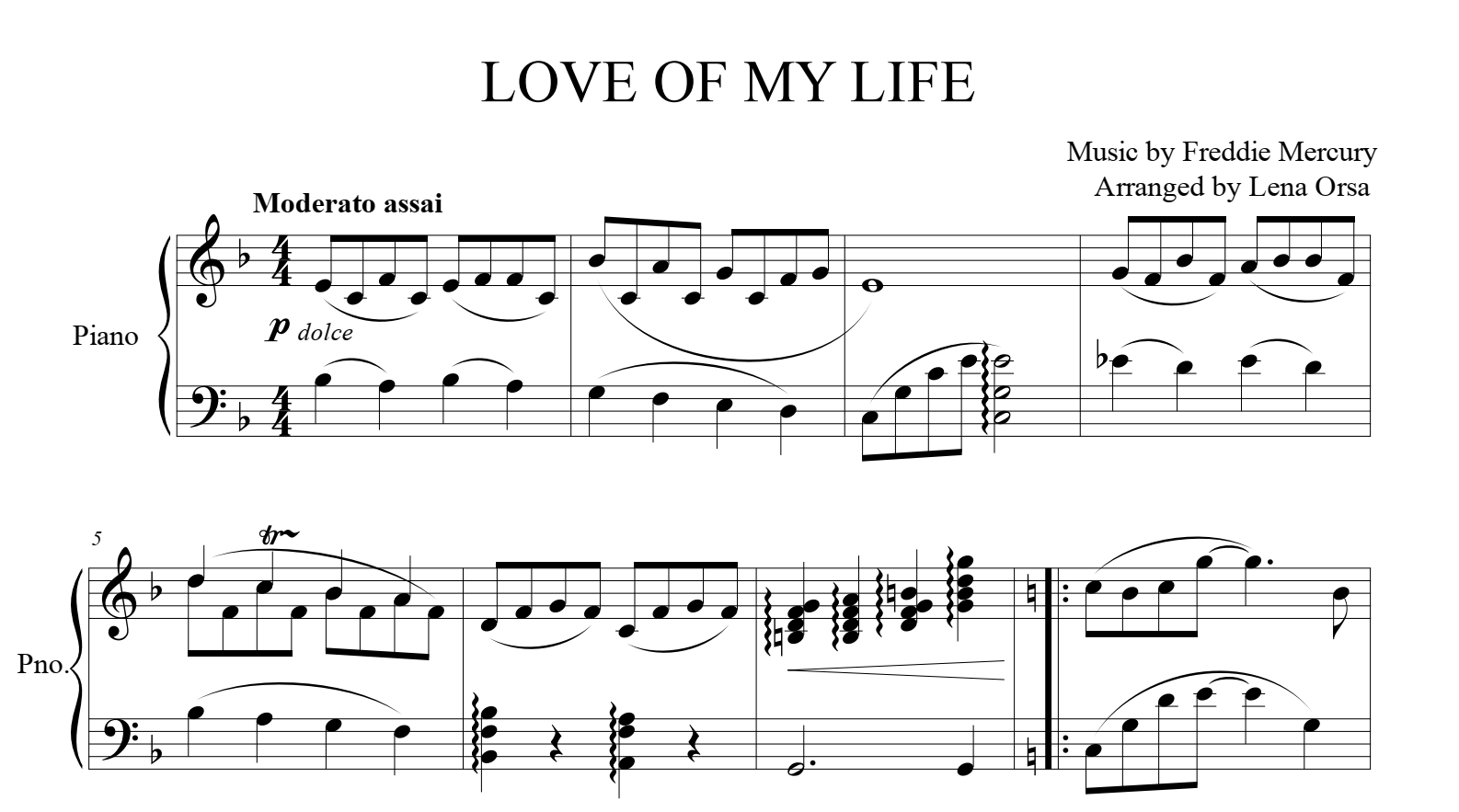 Queen: Love Of My Life sheet music for voice and piano (PDF)